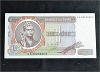 $1 BANK OF ZAIRE BILL NOTE