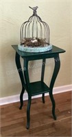Green Wood Plant Stand & Decorative Cage