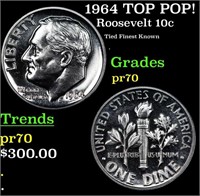 Proof 1964 Roosevelt Dime TOP POP! 10c Graded pr70