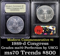 1989-d Congress Modern Commem Dollar $1 Graded ms7