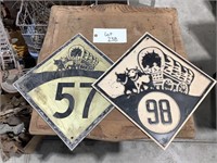 Vintage Highway 98 & 57 Tin Signs