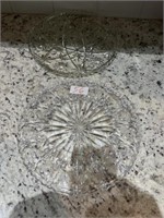 TWO PRESSED GLASS PLATTERS