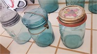 3 Pc Blue Glass Ball Canning Jars