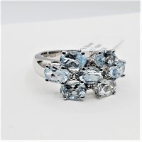 Blue Topaz & White Sapphire Ring-New