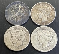 4 Silver Peace Dollar 1922S, 1935