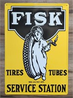 Fisk Tires Service Station Embossed Advertising