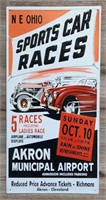 Sports Car Races Embossed Advertising Sign.