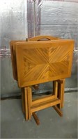 Set of Wooden TV Trays with Stand