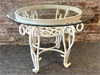 Metal Side Table with Glass Top 28” x 25” x