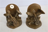 Unusual Brass Music Instrument Bookends