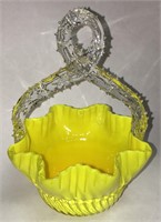 Yellow Art Glass Basket