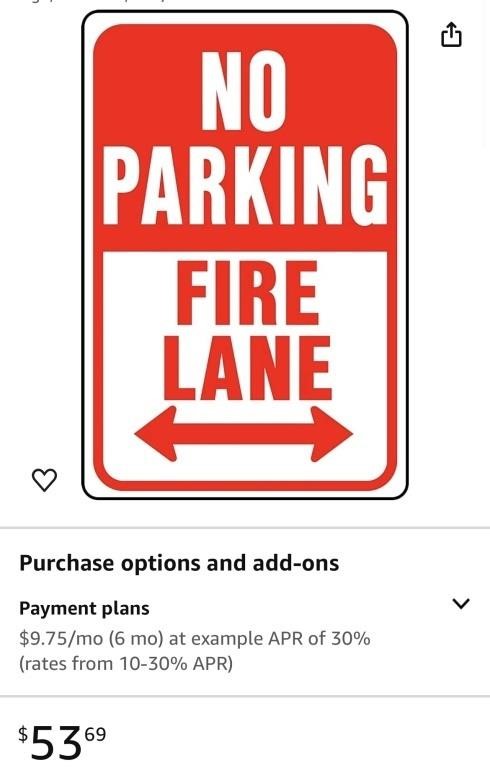 NO Parking FIRE Lane Aluminum Sign, 12" x 18",