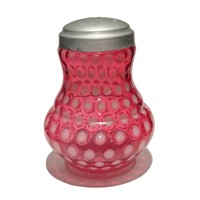 FENTON OPALESCENT POLKA DOT CRANBERRY SUGAR SHAKER