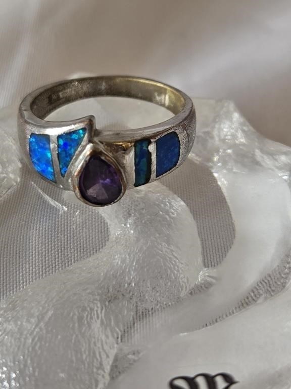 Gemstone Ring with Sterling Silver Band