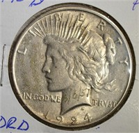 1924-S REMEMBRANCE PEACE DOLLAR "DRD 6/6/51"