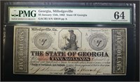 1862 $5 STATE OF GEORGIA PMG 64