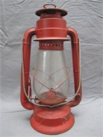 Vintage Dietz Red Lantern W/Glass Globe