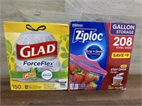 Glad tall kitchen bags and ziploc bags