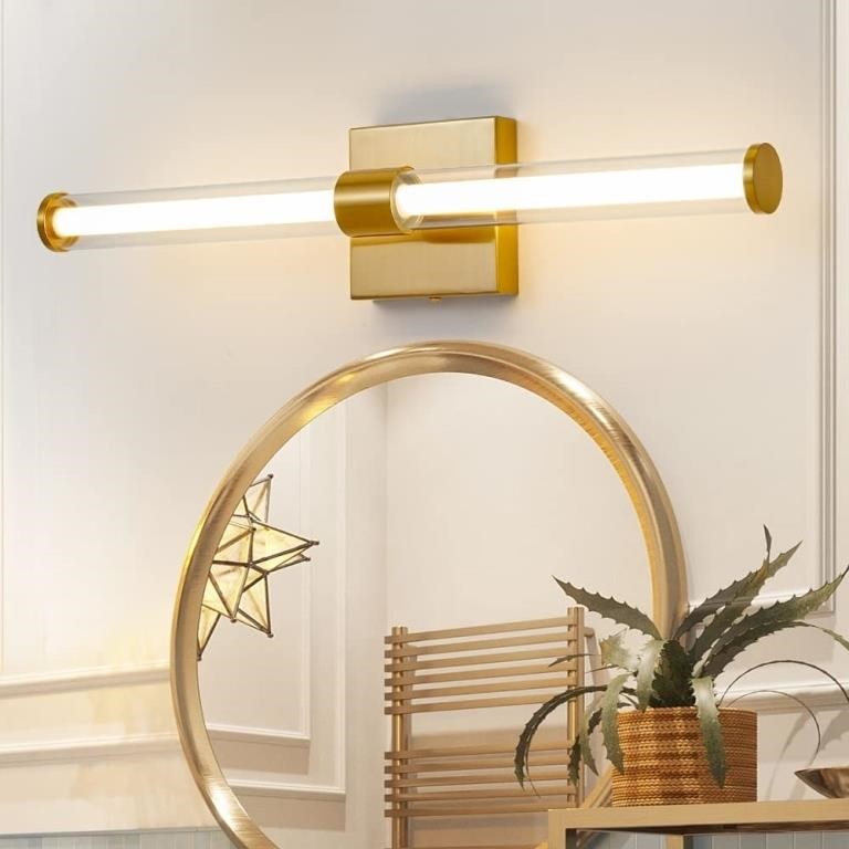 Gold Bathroom Vanity Light Fixtures Over Mirror 22