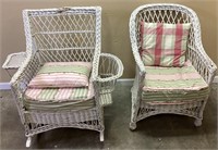 2 WICKER PATIO CHAIRS, 1 ROCKER