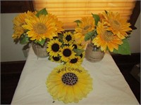 Deco Sunflowers Plaque Is 11"