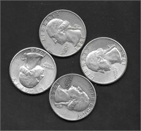 (4) Washington Silver Qtr. Dols; Vars. Yrs./Mints