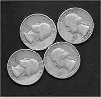 (4) 1935 Washington Silver Quarter Dollars
