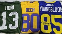 Jack Youngblood, Bech, Don Horn Signed Jerseys