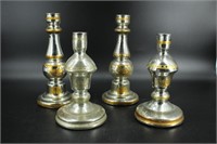 2 Near Pairs Mercury Glass Candlesticks