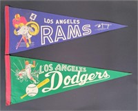 Los Angeles Rams & Dodgers Baseball Pennants (2)