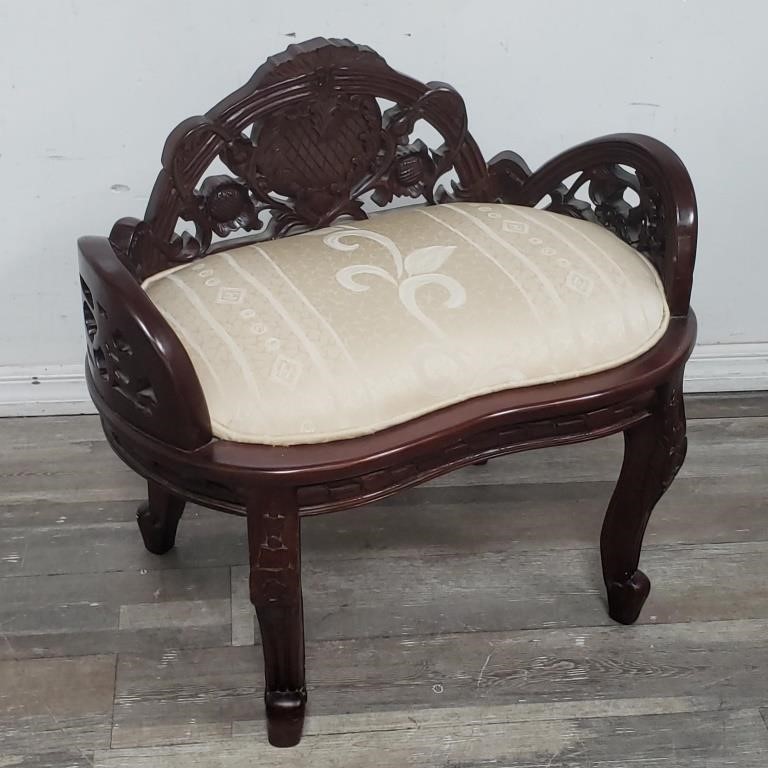 French-style carved wood bench