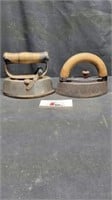 Vintage Sad irons with wooden handles