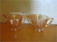 Iridescent Depression glass Iris & Herringbone