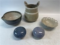 5 Assorted Signed Pottery Pieces