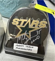 MARTY TURCO AUTOGRAPHED HOCKEY PUCK NOTE