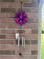 Pink & Purple Metal Flower WIndchime NWT