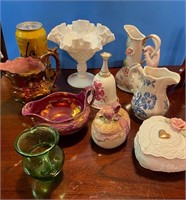 Trinket Boxes, Creamers, Bell, and Milk Glass