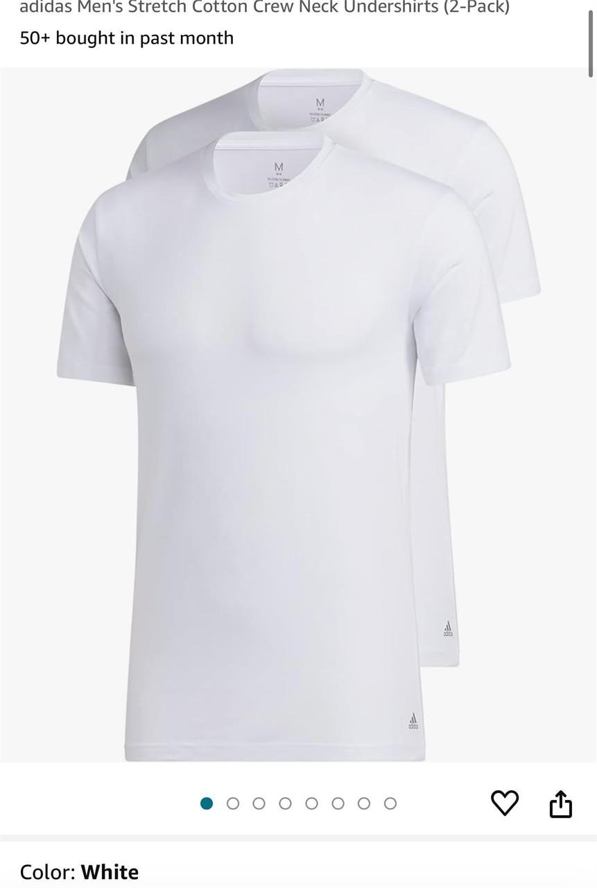 adidas Men's Stretch Cotton Crew Neck Undershirts