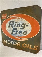L74- Ring-Free Motor Oils Double sided Metal Sign