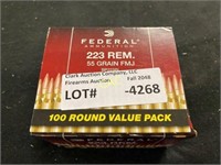 100rds Federal 223rem 55gr FMJ