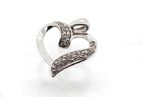 Diamond set 9ct white gold heart pendant