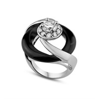 Sterling Silver Black Onyx Crystal Ring