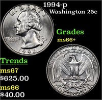 1994-p Washington Quarter 25c Grades GEM++ Unc