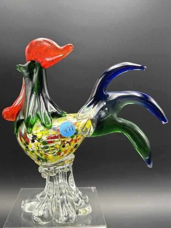 MURANO ART GLASS COLORFUL ROOSTER