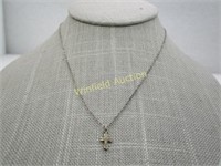 Vintage Sterling Cross Necklace 16", 1/2" Cross