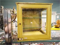 SMALL YELLOW PAINTED DISPLAY CASE  12 X 13