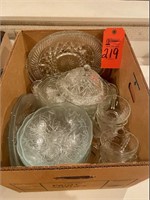 Box lot crystal cut glass, bowls, platters, cups
