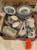 Box lot Currier & Ives "Early Winter" dishes