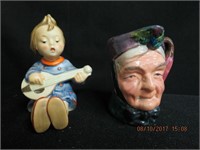 Goebel figure 4"H and a china Character jug