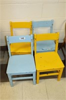 Four wooden childrens chairs